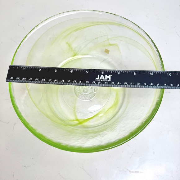 Kosta Boda Bowl Green Swirl Art Glass Serving Bowl Centerpiece Decor - Picture 5 of 6
